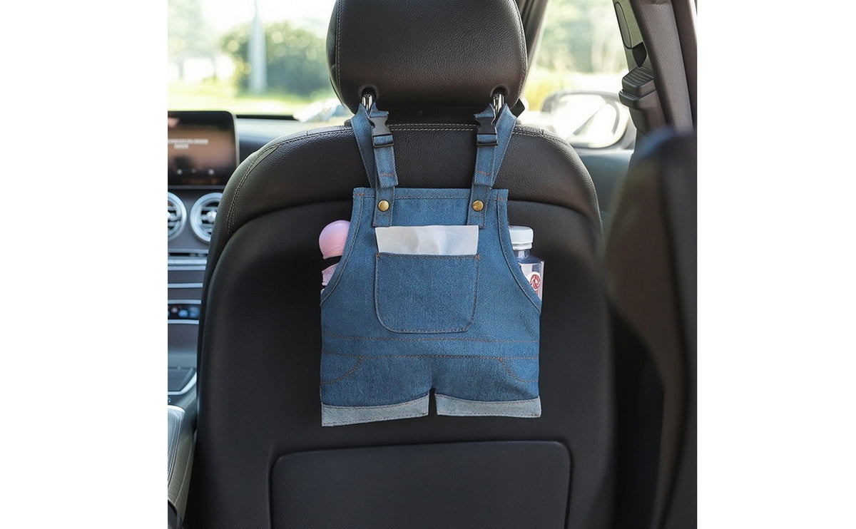 Hanging Car Tissue Holder with Straps Cute Headrest Tissue Organizer Retro Backseat Napkin Holder Dustproof for Commuters, Road Trips