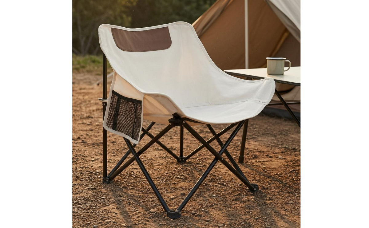 Collapsible Folding Moon Chair Lightweight X-Shaped Frame Camping Chair Textile Outdoor Furniture Foldable