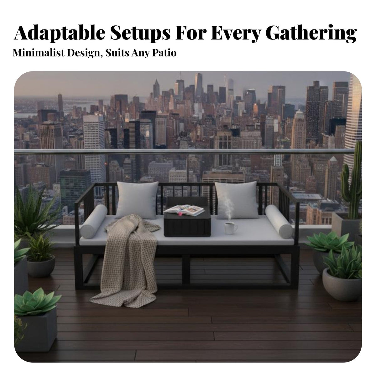 4 Pieces Waterproof Outdoor Seating Group with Table Sun-Proof for Homeowners, Families, Entertainers, Balcony, Courtyard, Garden, Backyard
