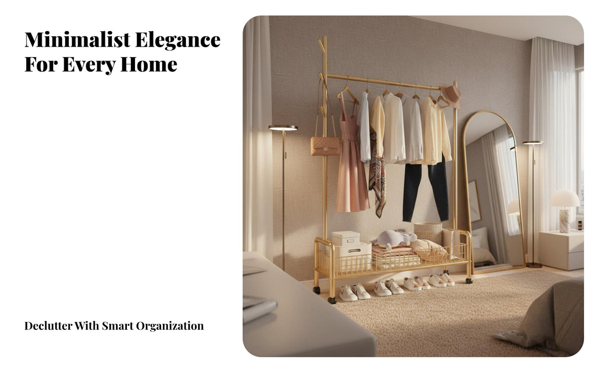 Space-Saving Freestanding Garment Rack Easy Assembly Freestanding Clothes Rack Multi-Functional Portable Clothes Closet Stable Structure for Apartment Dwellers, Students, Homeowners, Balcony, Bedroom, Dorm Room, Entryway