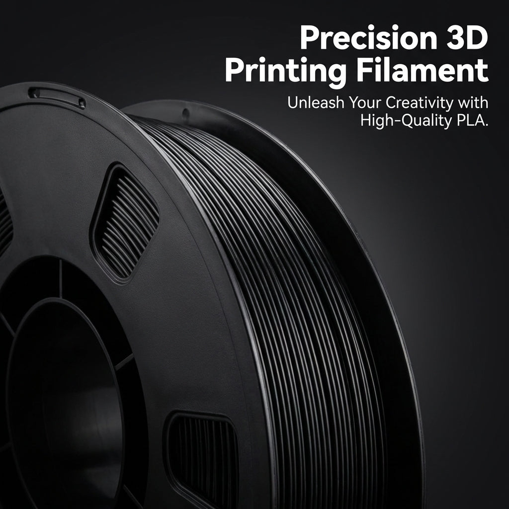 PLA 3D Printer Filament 1.75mm Black, 1KG Spool for Fused Deposition Modeling Printers, Dimensional Accuracy +/- 0.02mm