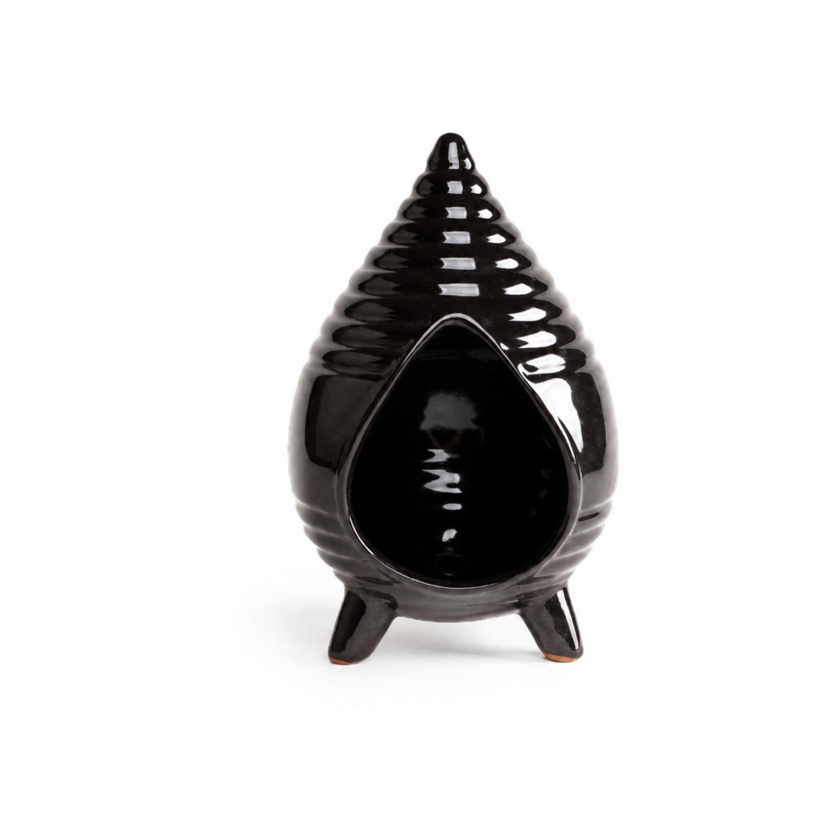 Teardrop Scent Dish Three-Legged Base Ribbed Scent Holder Ceramic for Smudging