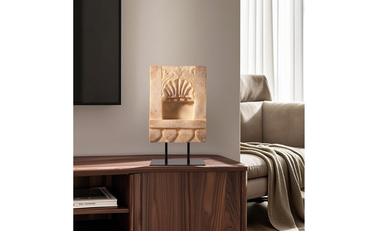 Candlestick Ornament Carved Sculpted Candle Holder Architectural for Living Room