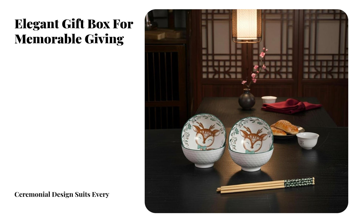 Chinese Ceramic Bowl and Plate Set, Auspicious Gift Box, Floral Pattern, Microwave Safe, For Housewarming, Wedding, Business Events