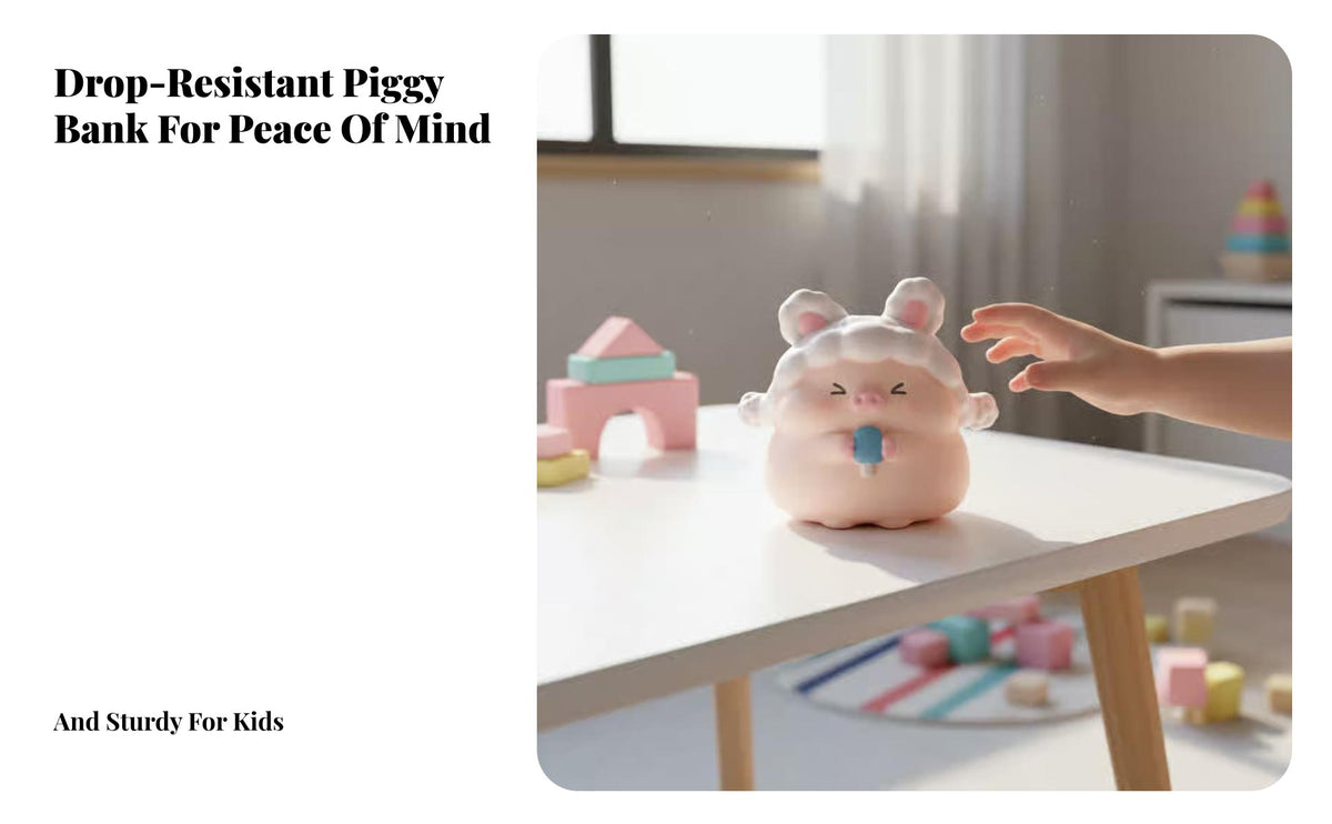 Cute piggy bank Animal Figure Adorable Desk Ornament Cartoon Statuette for Teens, Shelf Display, Car Dashboard