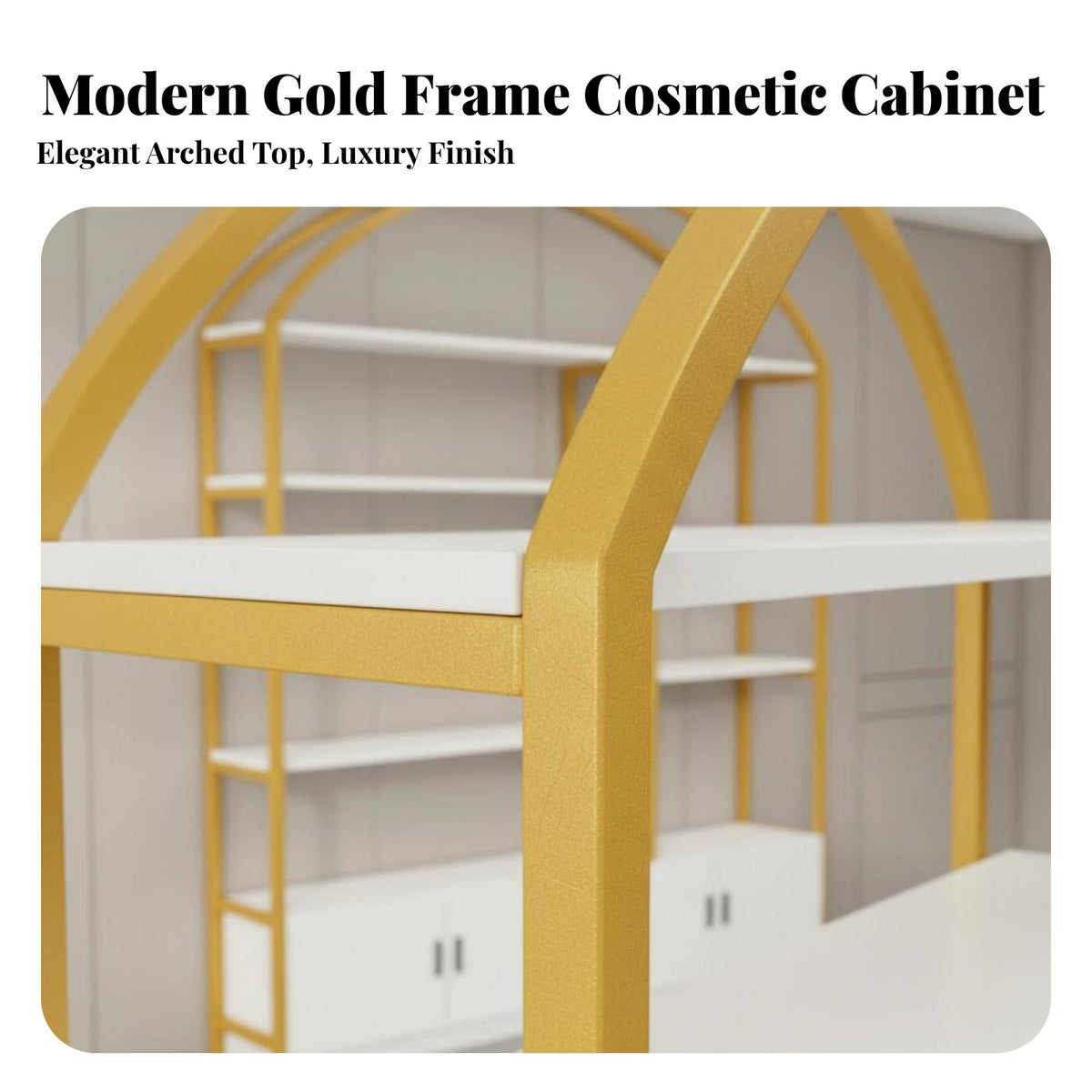 Cosmetic Product Shelving Sturdy & Stable Multi-Layer Display Shelf Luxurious Aura Gold Metal Display Stand for Adults, Bedroom, Living Room, Washroom