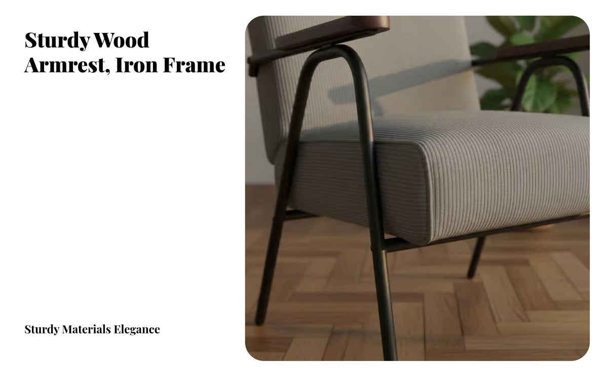 Nordic Design Upholstered Armchair with Metal Frame Retro Design Patterned Armchair with Metal Frame Geometric Pattern Accent Chair Ergonomic Back Support for Readers, Homeowners, Adults, Living Room, Balcony, Reading Nook, Bedroom