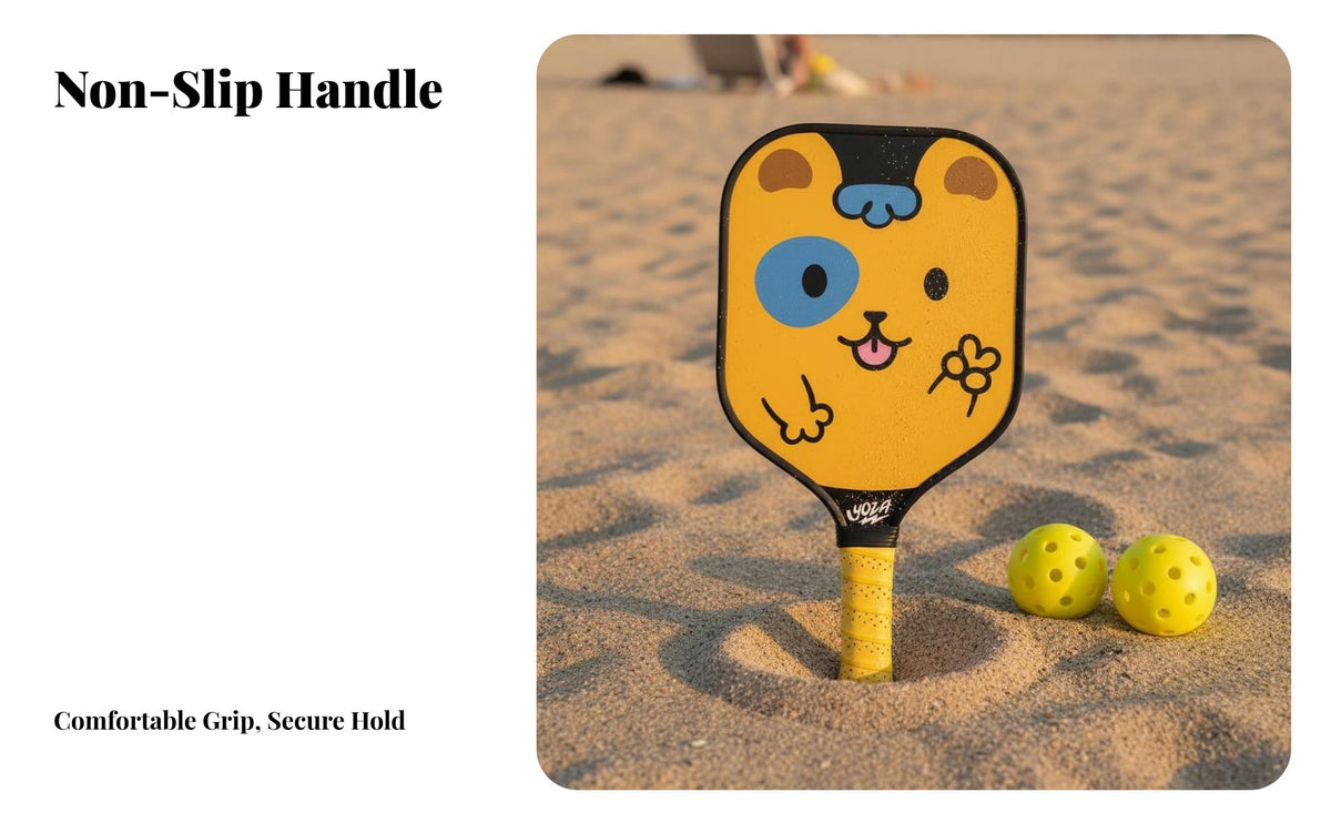 Kids Pickleball Paddle Small Grip Junior Pickleball Paddle Fun Designs Hexagonal Interior for Students, Beach