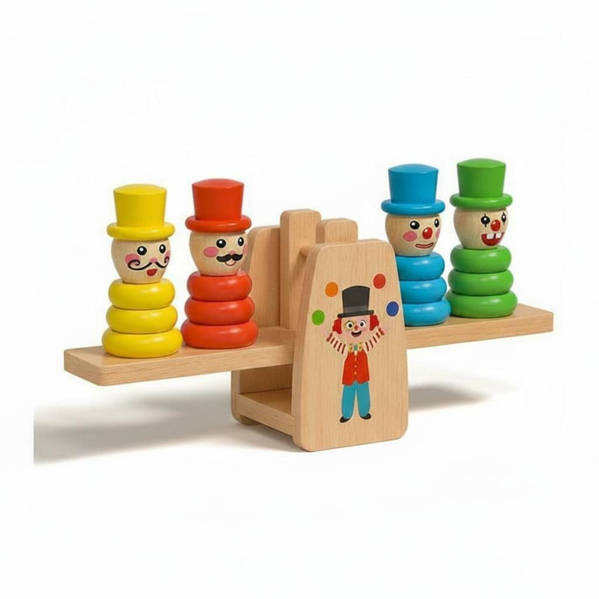 Fine Movement Skills Clown Stacking Balance Game Early Education Wooden Clown Stacker Educational Wooden Balance Toy Brain Development for Preschoolers