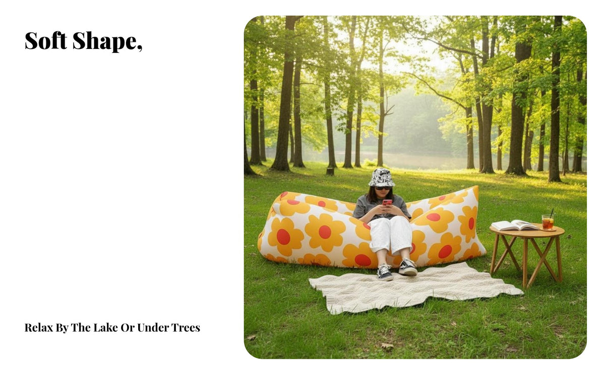 No Pump Needed Wind-Inflated Couch Lightweight Wind-Filled air lounger Easy to Inflate Inflatable Lounger Long-Lasting Inflation for eventGoers, Beachgoers, Music concerts, Beach, waterside, supportyard