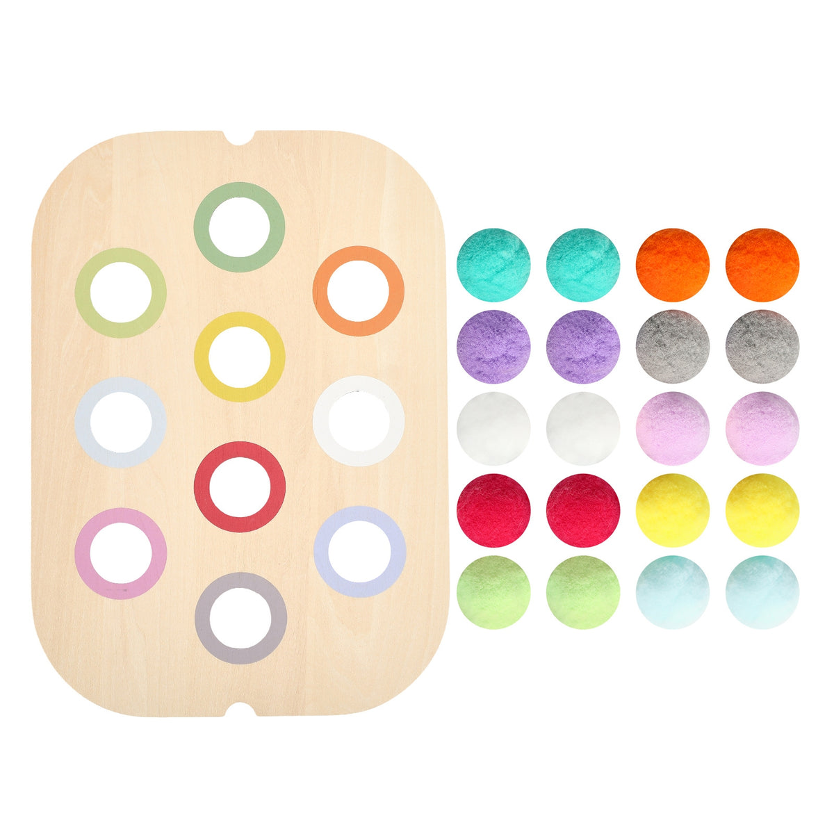3 Pieces Educational Wooden Sensory Board Safe Sensory Board with Pom-Poms Tabletop Toy Fine Motor for Toddlers, Preschoolers, Kids, Playroom, Classroom, Homeschool