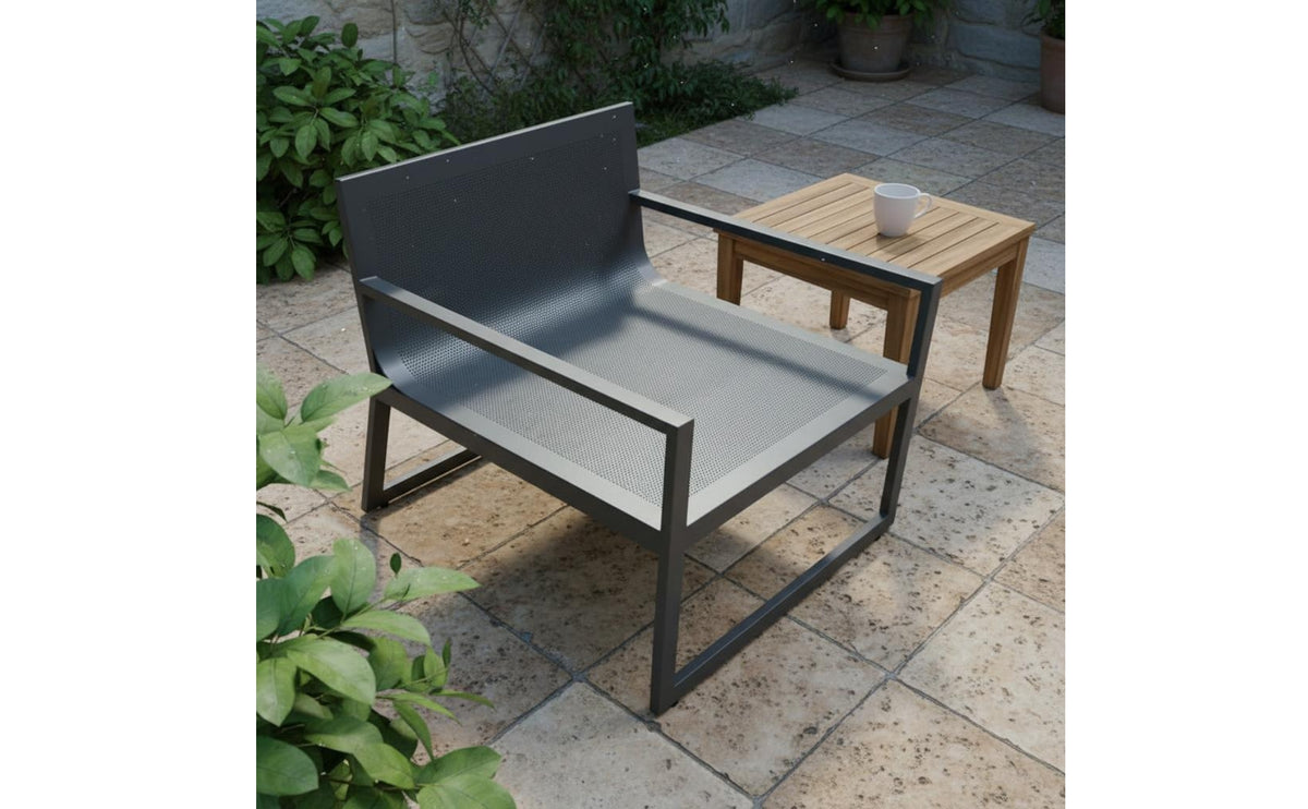 Metal Patio Furniture Set Stainless Steel Patio Conversation Set Outdoor Sectional Sofa Weather-Resistant for Garden, Hotel