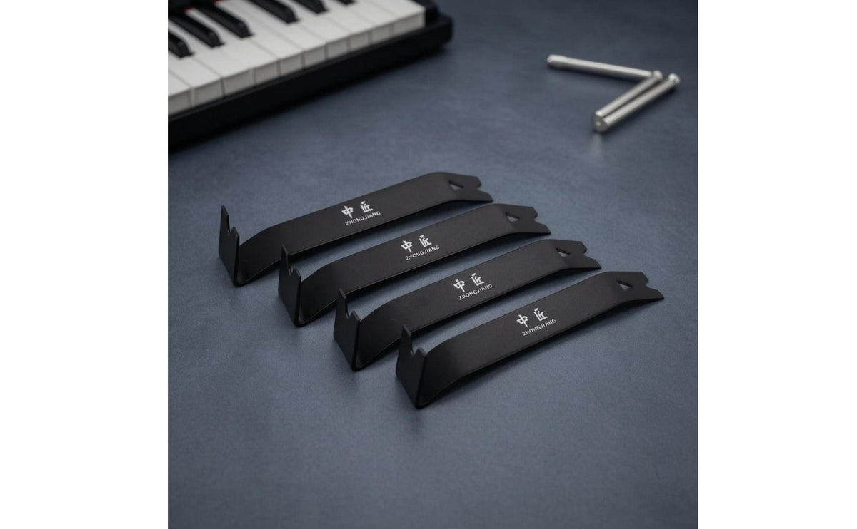 4 Pieces Piano Tuning Pry Bar One-Piece Forked Pry Bar Pressed Steel Cutout Openings