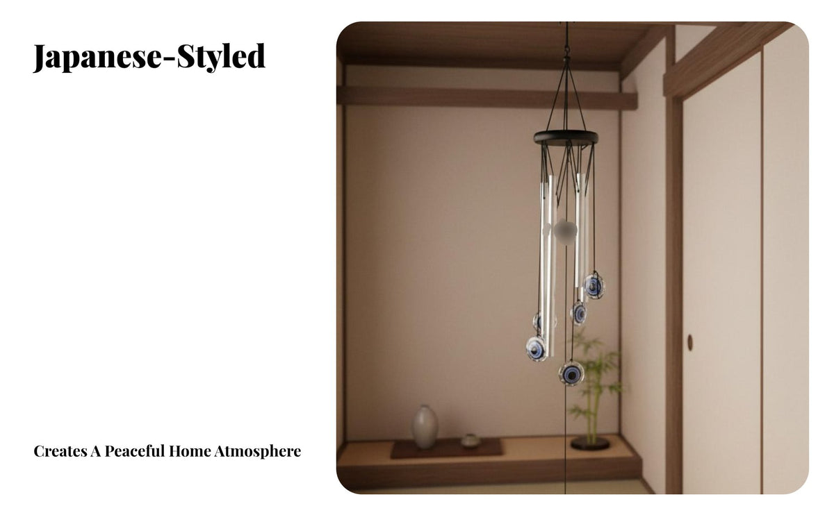 Metal Tube Wind Tinkler Soothing Sound Heart Shaped Wind Tinkler Blue Protective Symbol Hanging Decoration Melodious Tones