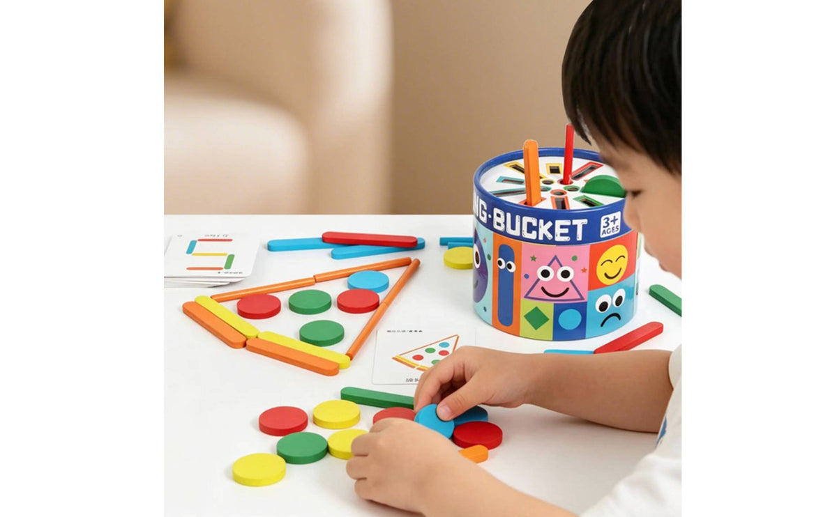 Wooden Brain Teaser Toy for Problem-Solving, Color Sorting, Hand-Eye Coordination, Educational Early Learning