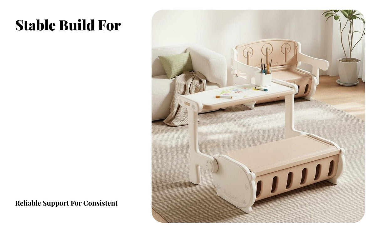 Multi-Functional Kids' Learning Table with Storage Child-Friendly Design Kids Table and Chair Set Easy to Clean Children's Drawing Desk Chair Rounded Edges for Toddlers, Preschoolers, Parents, Playroom, Kindergarten, Nursery, Classroom