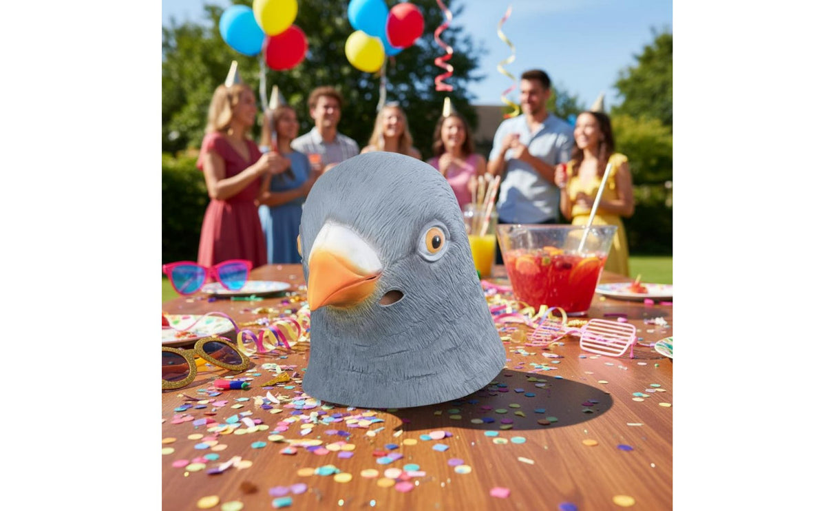 Full Head Pigeon Headpiece Realistic Bird Head Cover Costume Accessory for Cosplayers