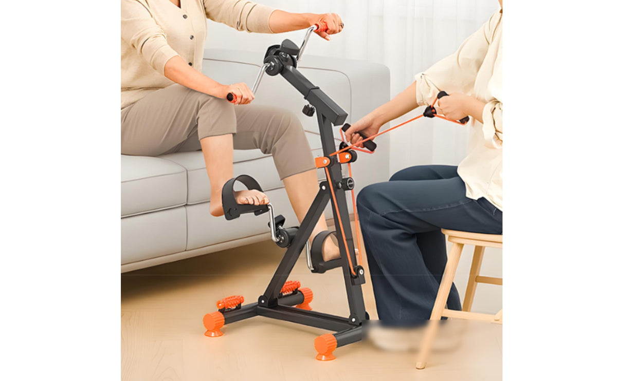 Therapeutic Pedal Exerciser with Adjustable Resistance, Seated Pedal Exerciser with Foot Massage Rollers for Home and Indoor Use