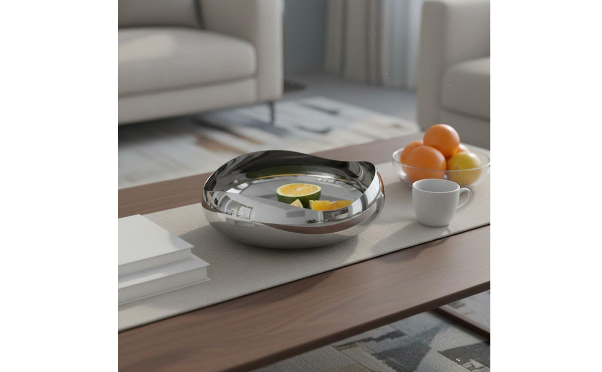 Stainless Steel Fruit Bowl Easy to Clean Irregular Fruit Basket Mirror Finish Household Storage for Living Room, Dining Table