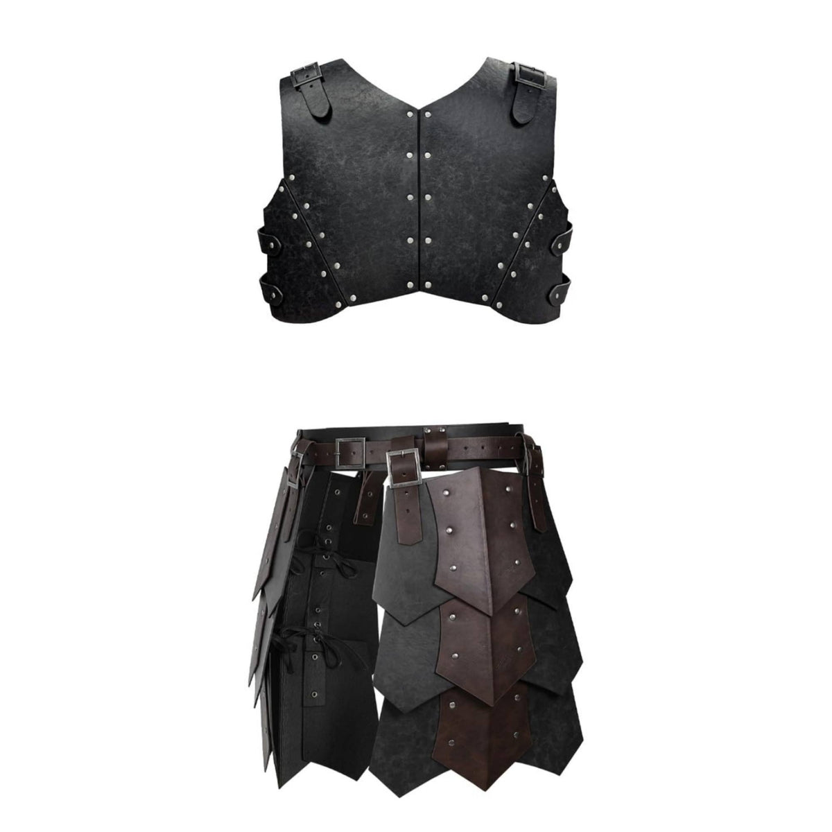 2 Pieces Costume Battle Gear Set Medieval Shoulder Cuirass Adjustable Breastplate for Cosplayers, Larpers, Historical Reenactment Fairs, Halloween