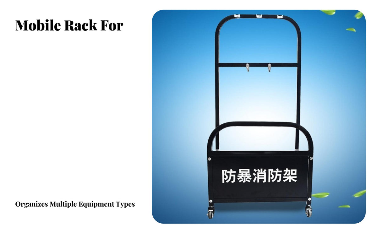 Mobile Security Equipment Rack Multi-Functional Rolling Fire Station Easy Assembly Riot Control Gear Stand for Schools, Banks, Office Buildings