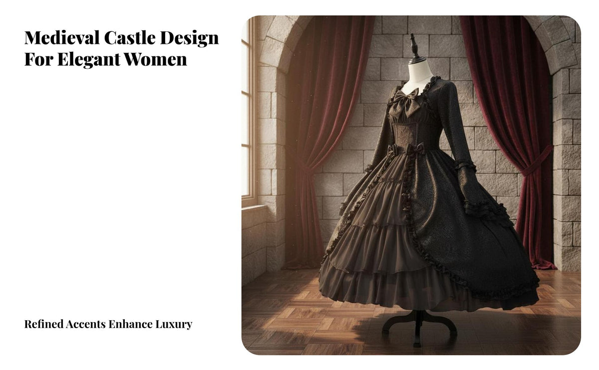 Gothic Lolita Dress Vintage Design D Lolita Design Gown Bow Accent Medieval Princess Gown for History Enthusiasts, Masquerade Balls
