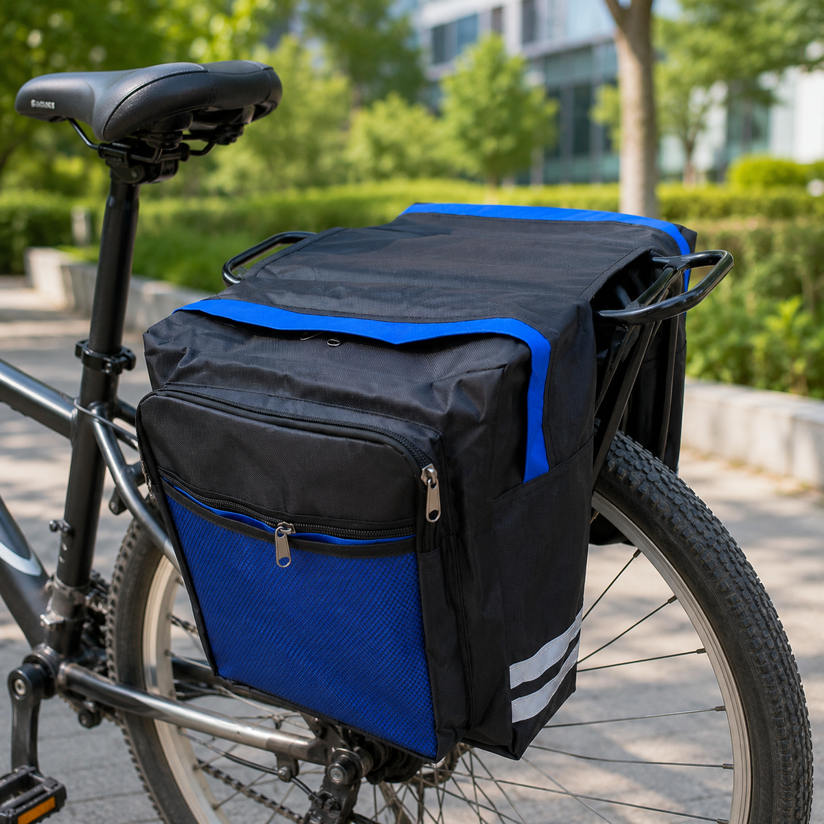 Mountain Bike Rear Rack Bag, Bicycle Pannier Bag, Double Saddle Bag for Cycling