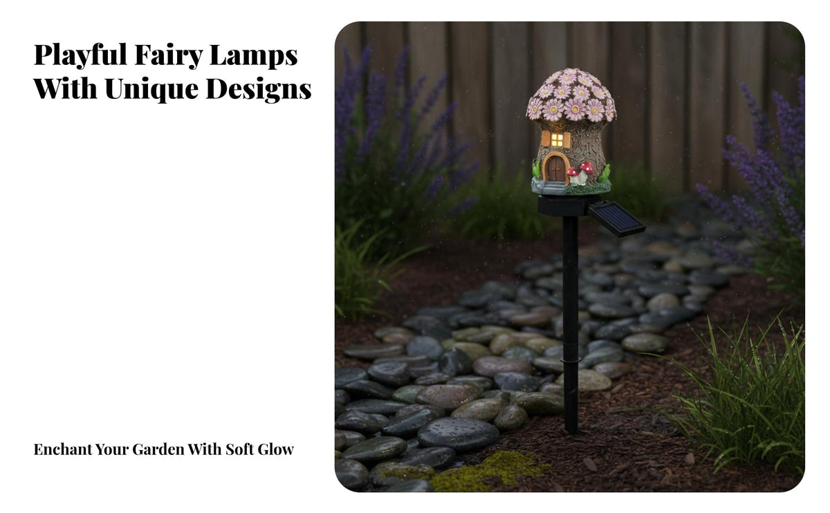 Sun-Powered Garden Stake Light Waterproof Polyresin Home Lawn Lamp Weather Resistant Fairy Garden Stake Light for Homeowners, Gardeners, Pathway, Yard