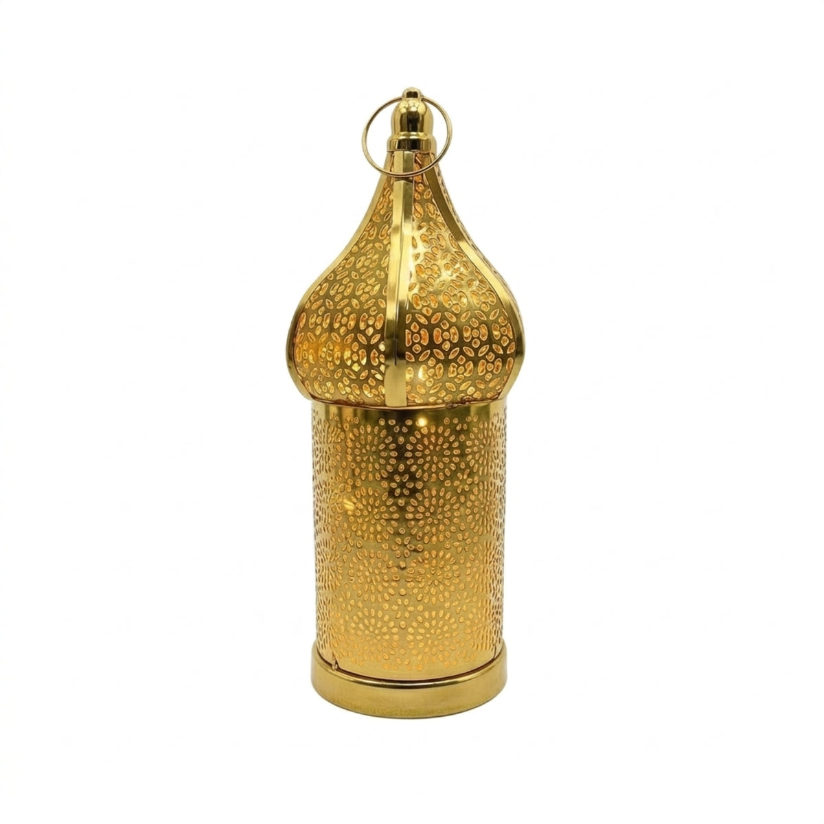 Perforated Metal Lantern LED Hollow-out Lantern Long-Lasting Safe for Tabletop, Patio