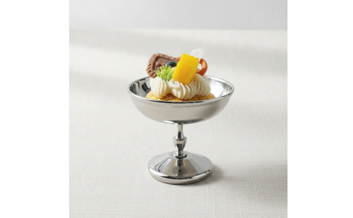 Footed Dessert Cup with Stem Mirror Polished Stainless Steel Dessert Bowl Shatterproof Ice Cream Cups Metal for Hosts, Caterers, Dinner Parties, Cafes, Weddings