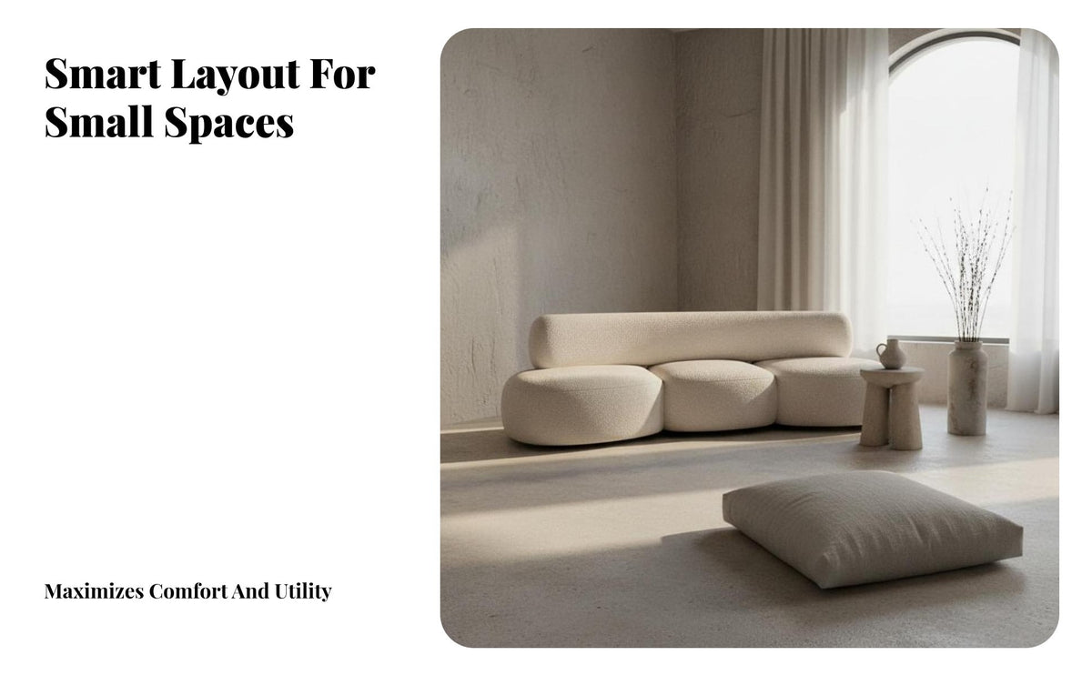 Wabi-Sabi Aesthetic FlowerShaped Sofa Boucle Upholstery Curved Upholstered Couch Modern design Loveseat Long-Lasting Support for Apartment Dwellers, Interior Designers, Reception Area, Boutique, Living Room, Bedroom