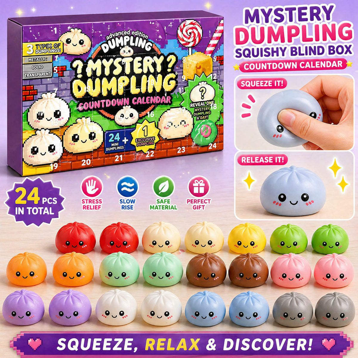 Mystery Dumpling Advent Calendar Blind Box Squishy Toy