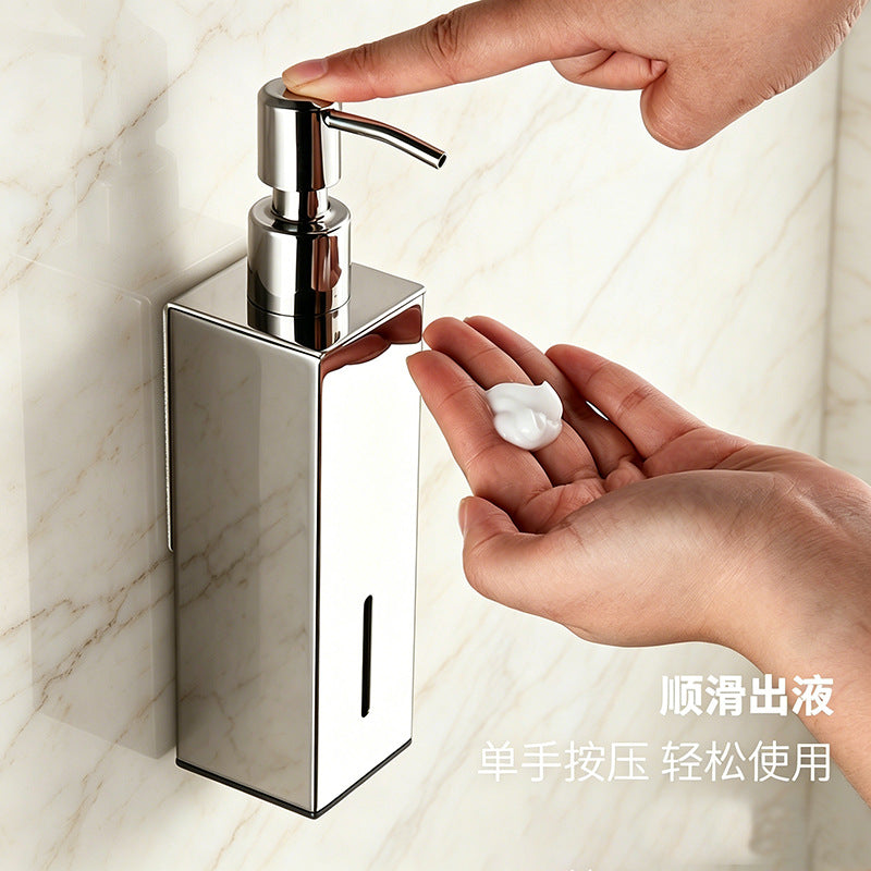 No-Drill 304 Stainless Steel Soap Dispenser, Hand Press, for Bathroom and Hotel