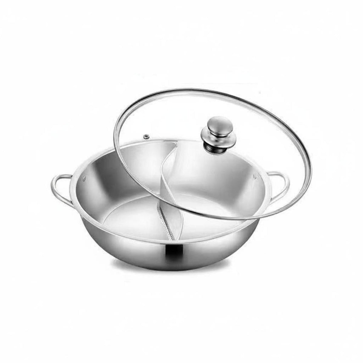 Multi-Cooktop Compatible Shabu Shabu Pot with Lid Leak Proof Divider Mandarin Duck Pot Easy to Clean Kitchen Cookware for Home