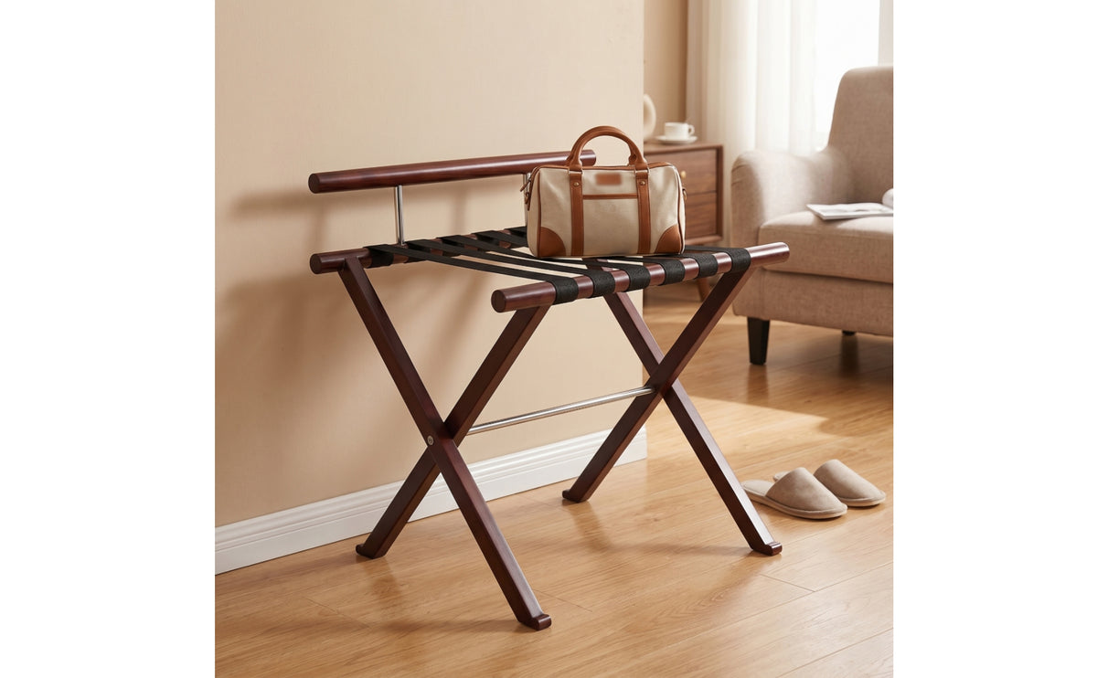 Space-Saving Foldable Luggage Rack Easy to Fold Luggage Rack with Straps Compact Foldable Suitcase Stand Convenient for Guests, Bedroom