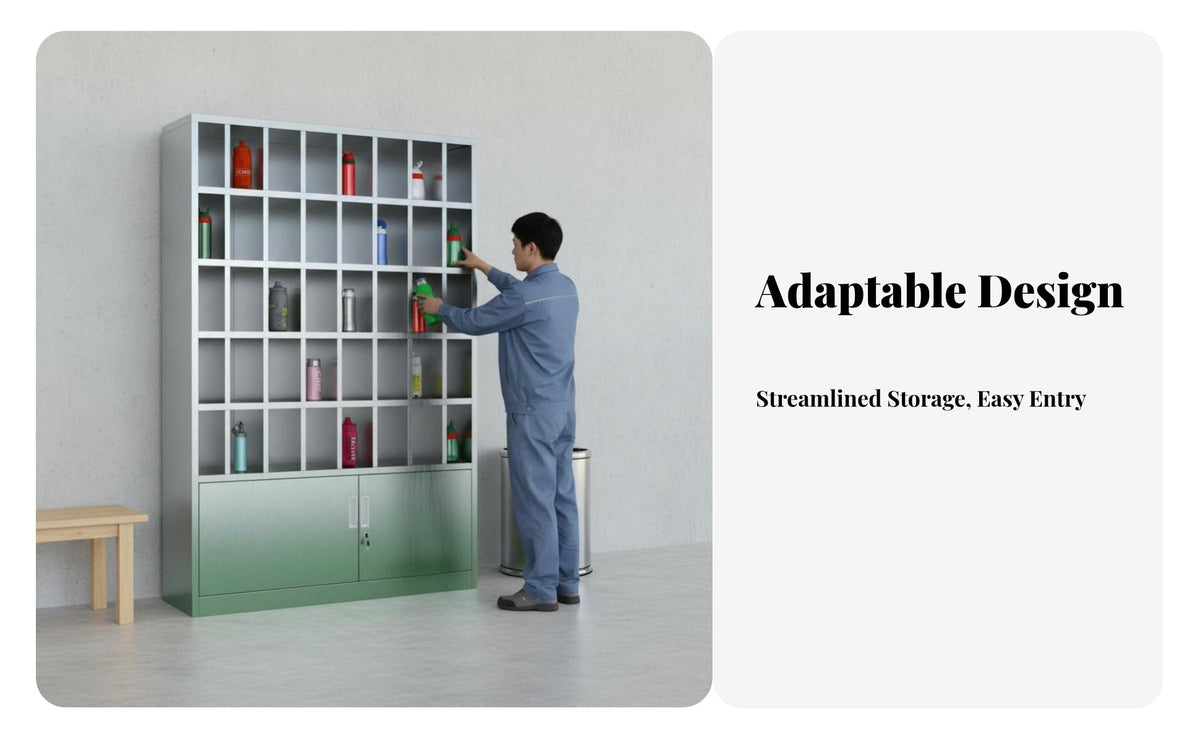 Numbered Compartments Multi-Compartment mug Locker Space-Saving Workplace Furniture sturdy Construction Organizer Rack for Factory Workers, Workshop Staff, Employees, Breakroom, Canteen, Office