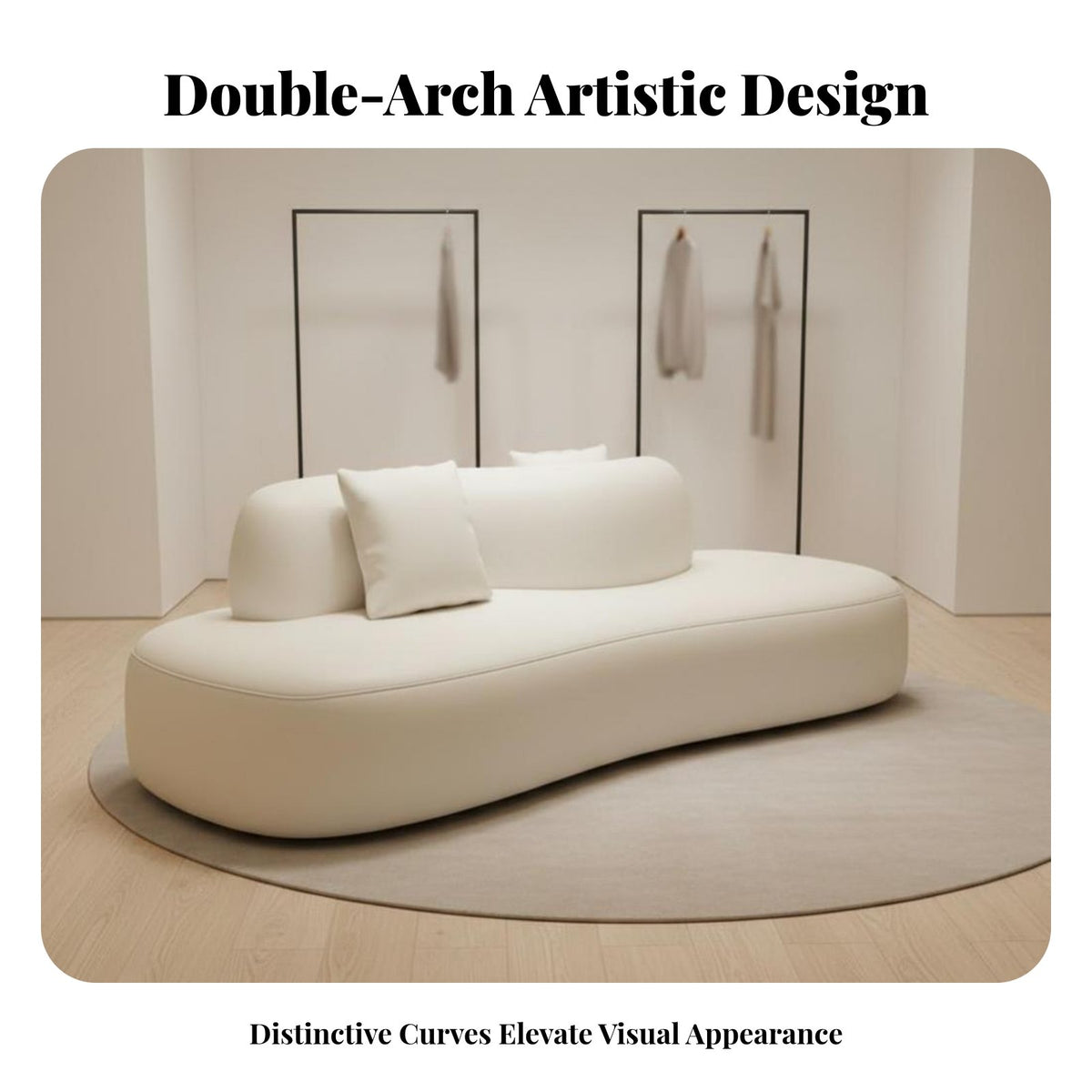 Nordic Design Double-Sided Curved Island Sofa Easy to Clean Reception Seating Waterproof Commercial Furniture Scratch Resistant for Shopkeepers, Interior Designers, Business Owners, Beauty Salon, Retail Shop, Lobby, Living Room