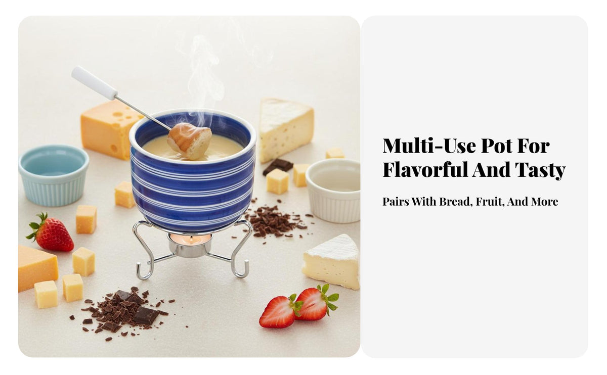 Ceramic Chocolate Fondue Pot Versatile Tealight Cheese Fondue Warmer Serveware Easy to Clean Kitchenware Long-Lasting