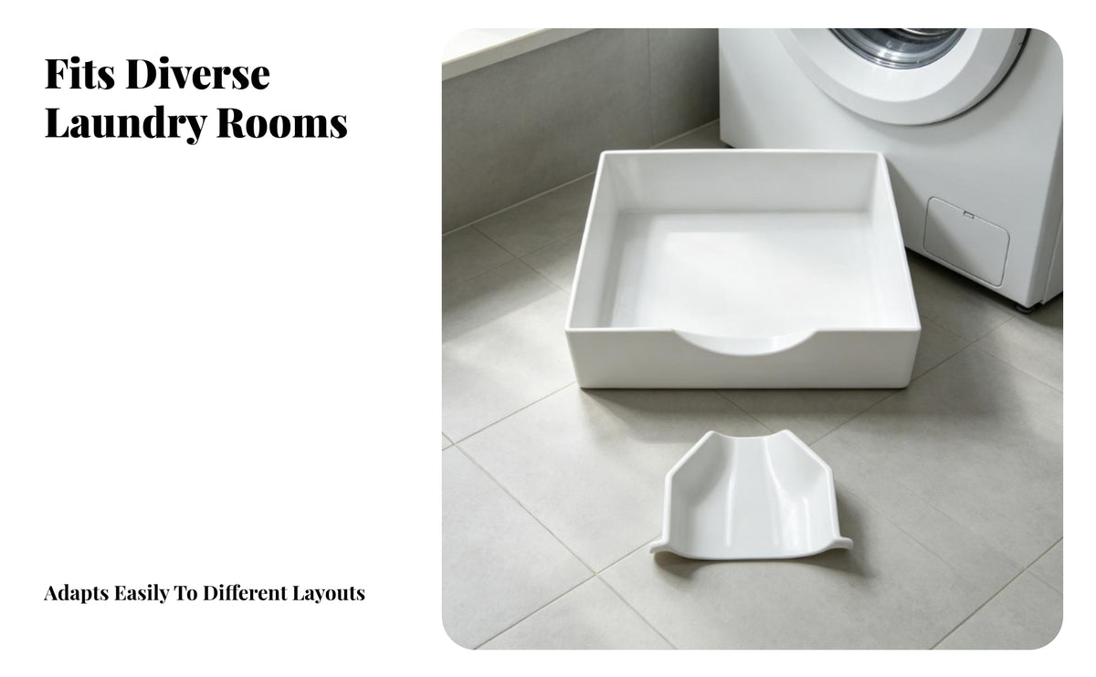 Washer Drip Pan with Cutout | Smooth Easy-to-Clean Surface, laundry appliance Drainage Tray with Guide Piece, Space-Saving Low-Profile Design