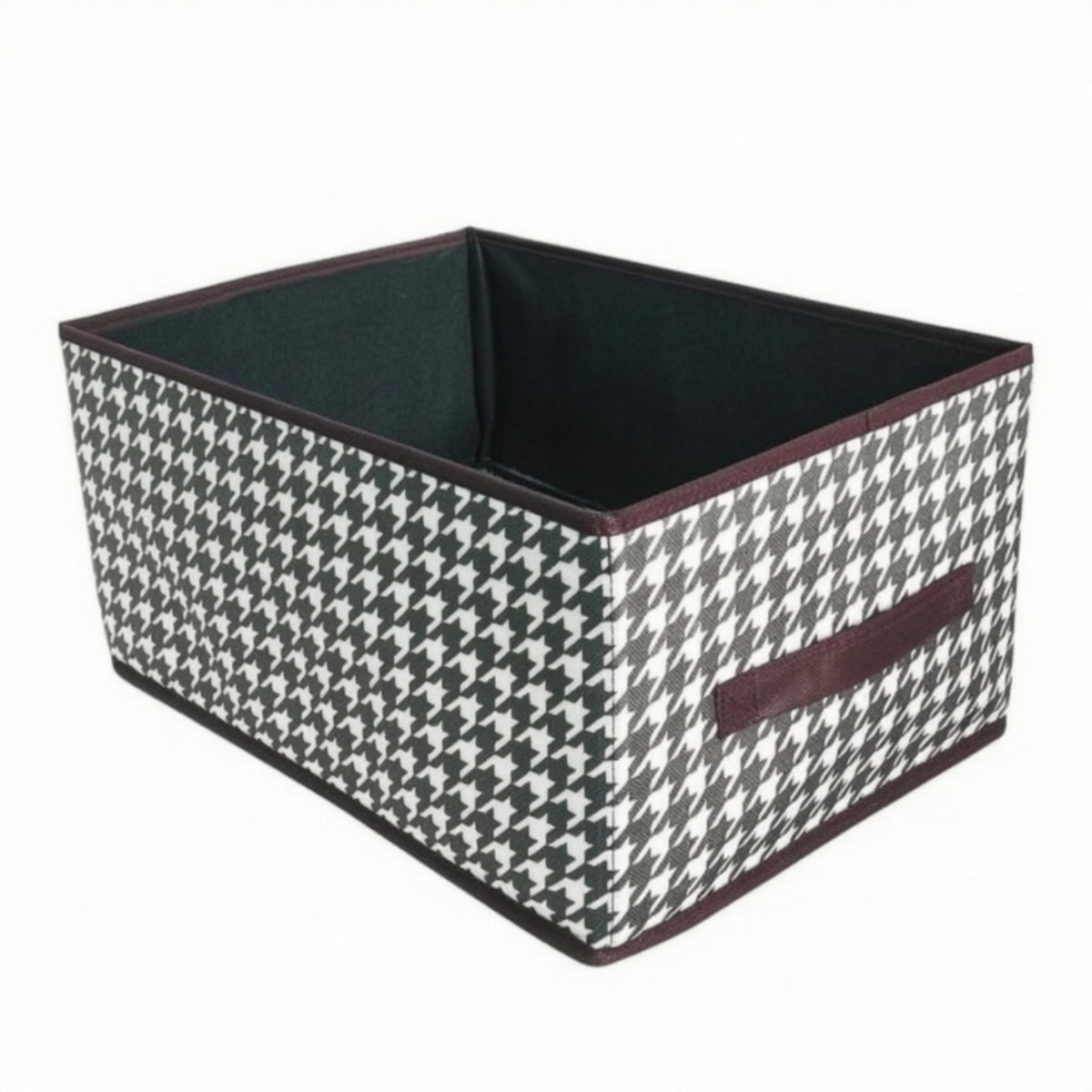 Houndstooth Storage Box Collapsible Textile Storage Box Closet Organizer Space-Saving Reinforced for Wardrobe, Shelves