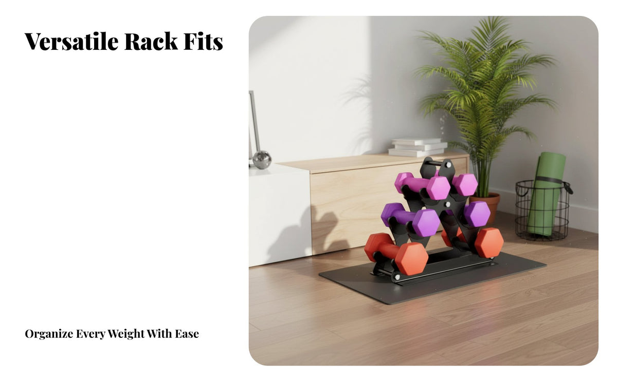 Space Saving Design Compact Dumbbell Holder Easy Assembly Steel Dumbbell Storage Stand Heavy Duty Tiered Weight Storage Stand Anti-Rust Finish for Women, Home Gym, Small Areas