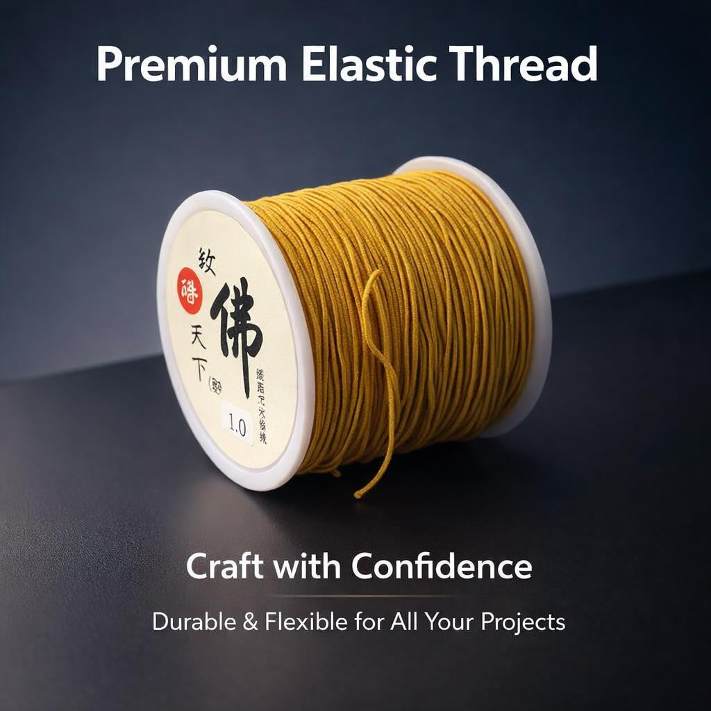 Elastic Cord for Beading Jewelry, Stretch Thread for Bracelet Making, Strong Latex Core Polyester Covered String for Prayer