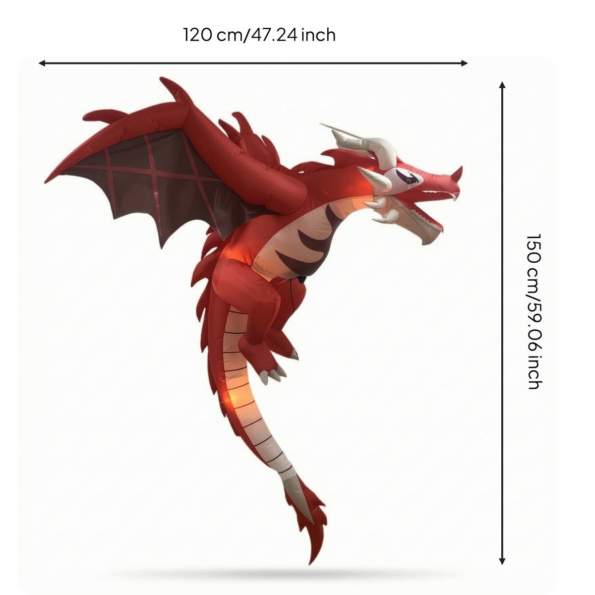 Hanging Dragon Illuminated Inflatable Dragon with Light Halloween Decoration Glowing for Yard, Porch
