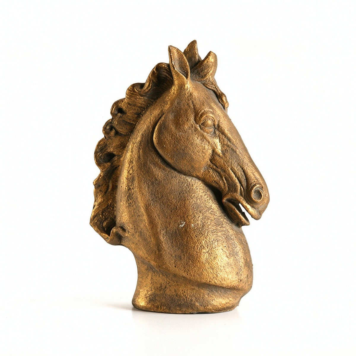 Horse Heads Sculpture with Base Freestanding Horse Heads Sculpture Equestrian Horsehead Carving Statue for Console