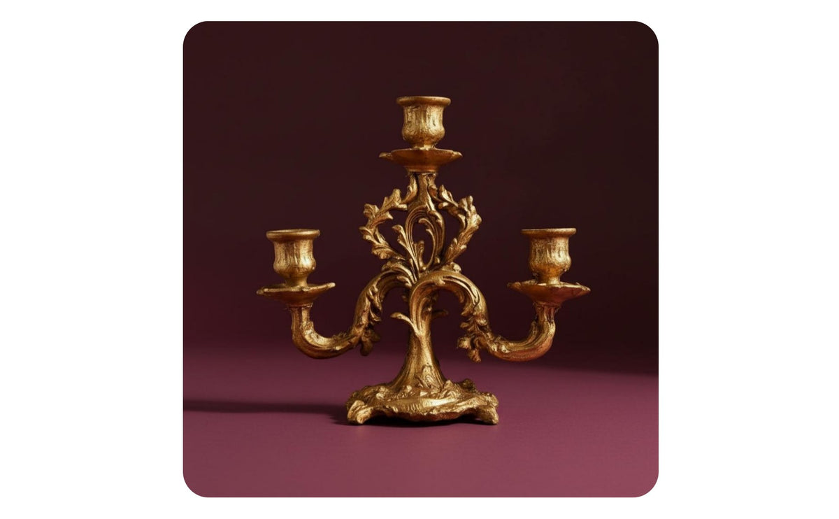 Candle Holder Ornate Detailing Baroque Candlestick Romantic Atmosphere 3-Arm Candelabra for Wedding, Dining Table, Mantelpiece