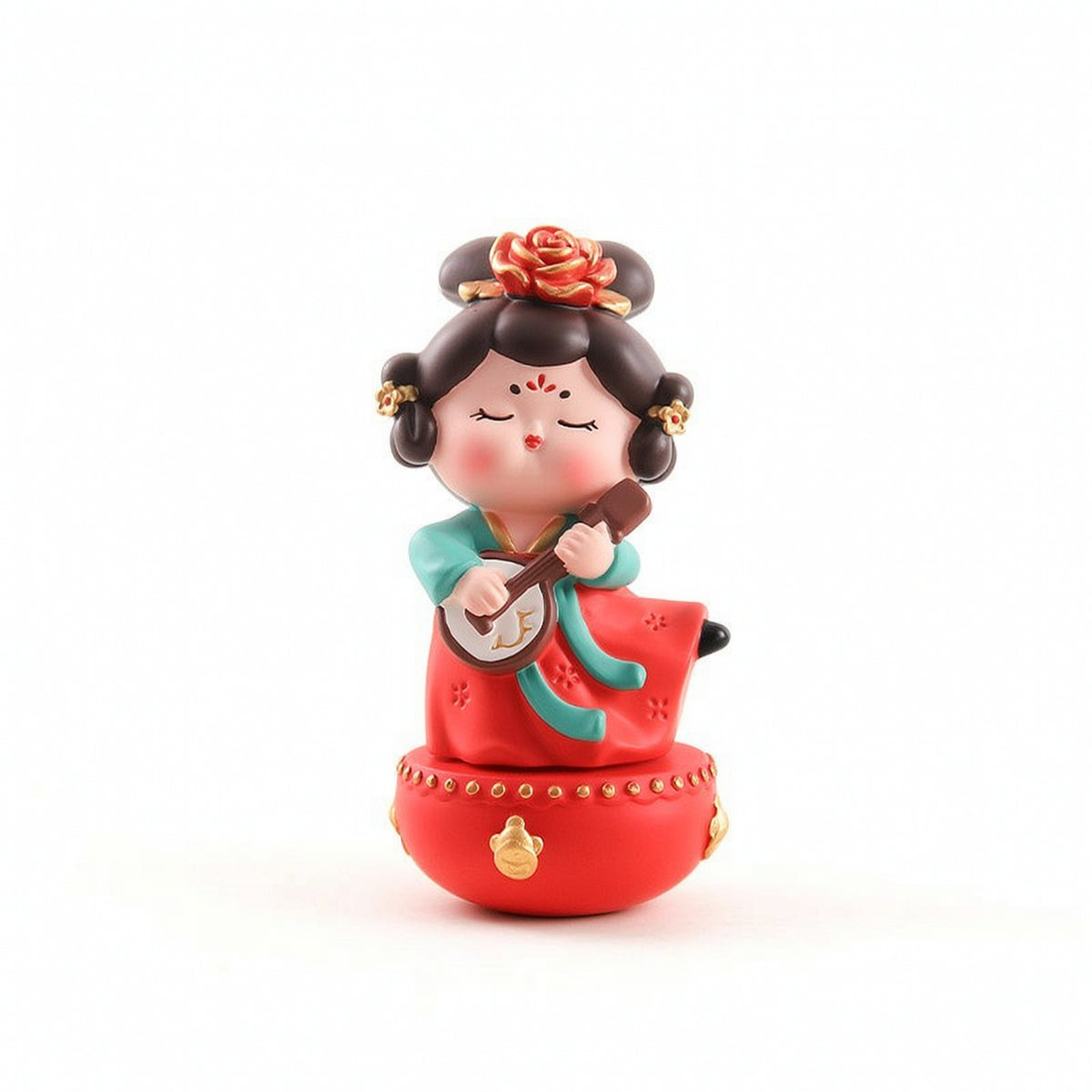 Chinese Girl Figurine Resin Wobble Base Figurine Traditional for Entryway, Shelf