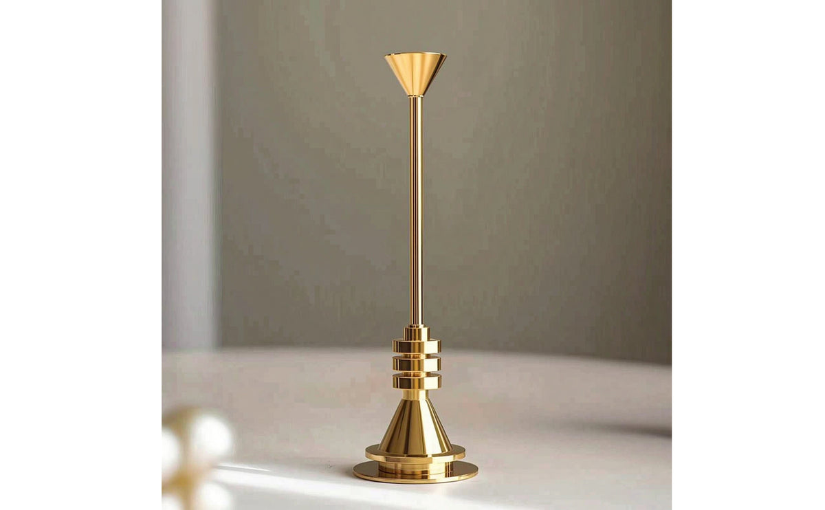 Taper Candle Holder Metal Candlestick with Stepped Base Minimalist Candlestick Holder for Mantel