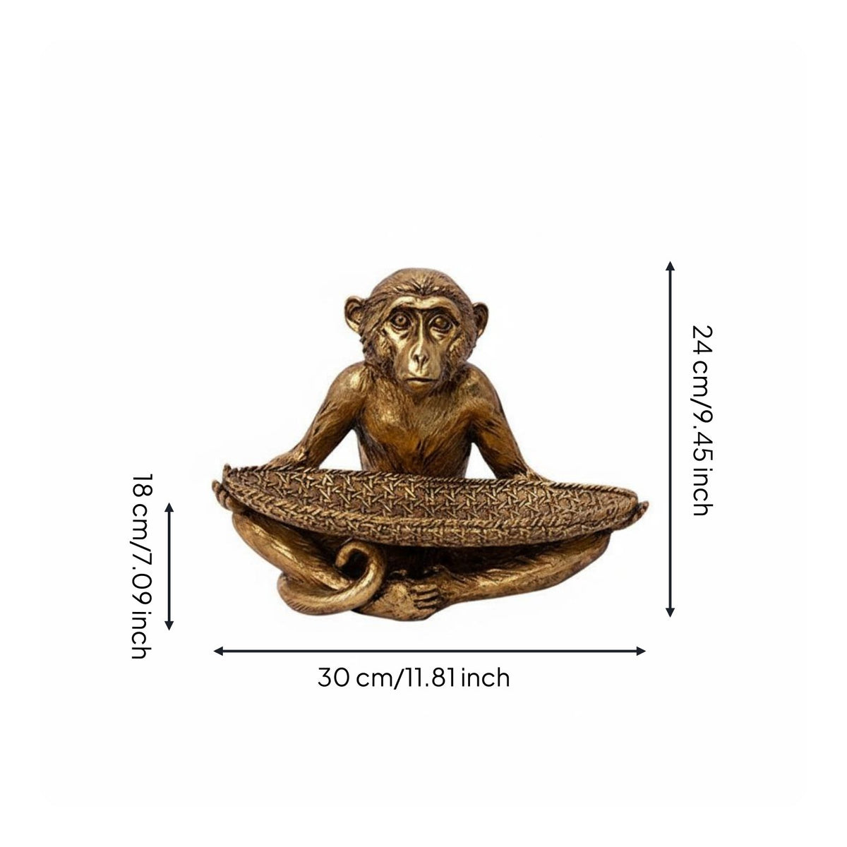 Shiny Simian Ornament Tray Nordic Style Monkey Jewelry Tray Tabletop Decoration Home Decor for Dining Table, Hotel Reception, Living Room
