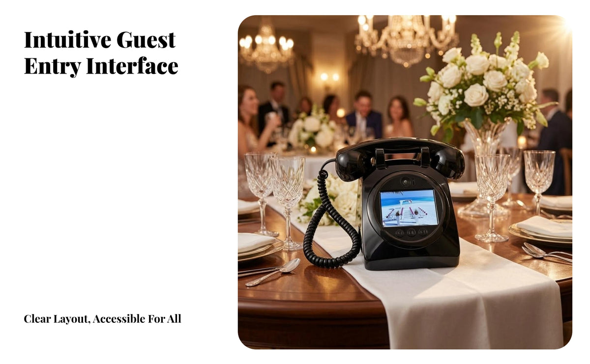 Stylish Video Guest Book with Handset | Retro Telephone Design, Front Display Screen, Video Guest Book Phone, for Weddings