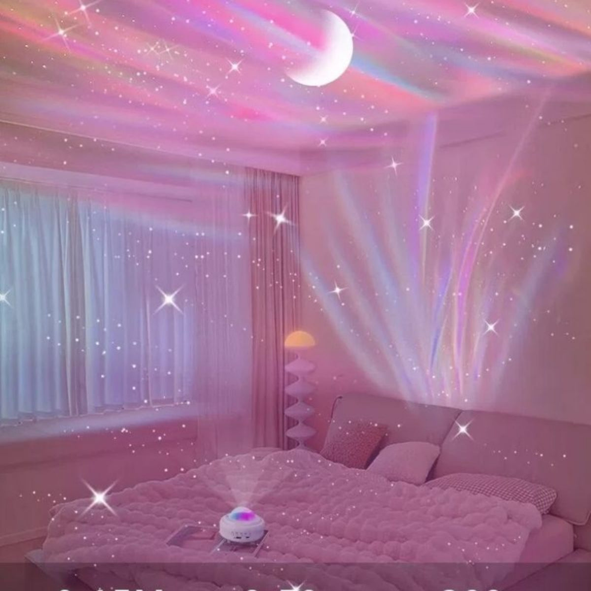 Visual Effect Lamp Speaker with Speaker Compact Projection Lamp for Bedside, Bedroom
